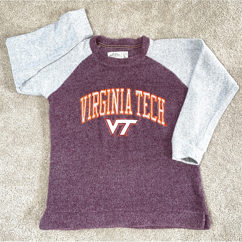 Virginia Tech Hokies Crew Neck Sweatshirt - Heathered Maroon Pressbox Large